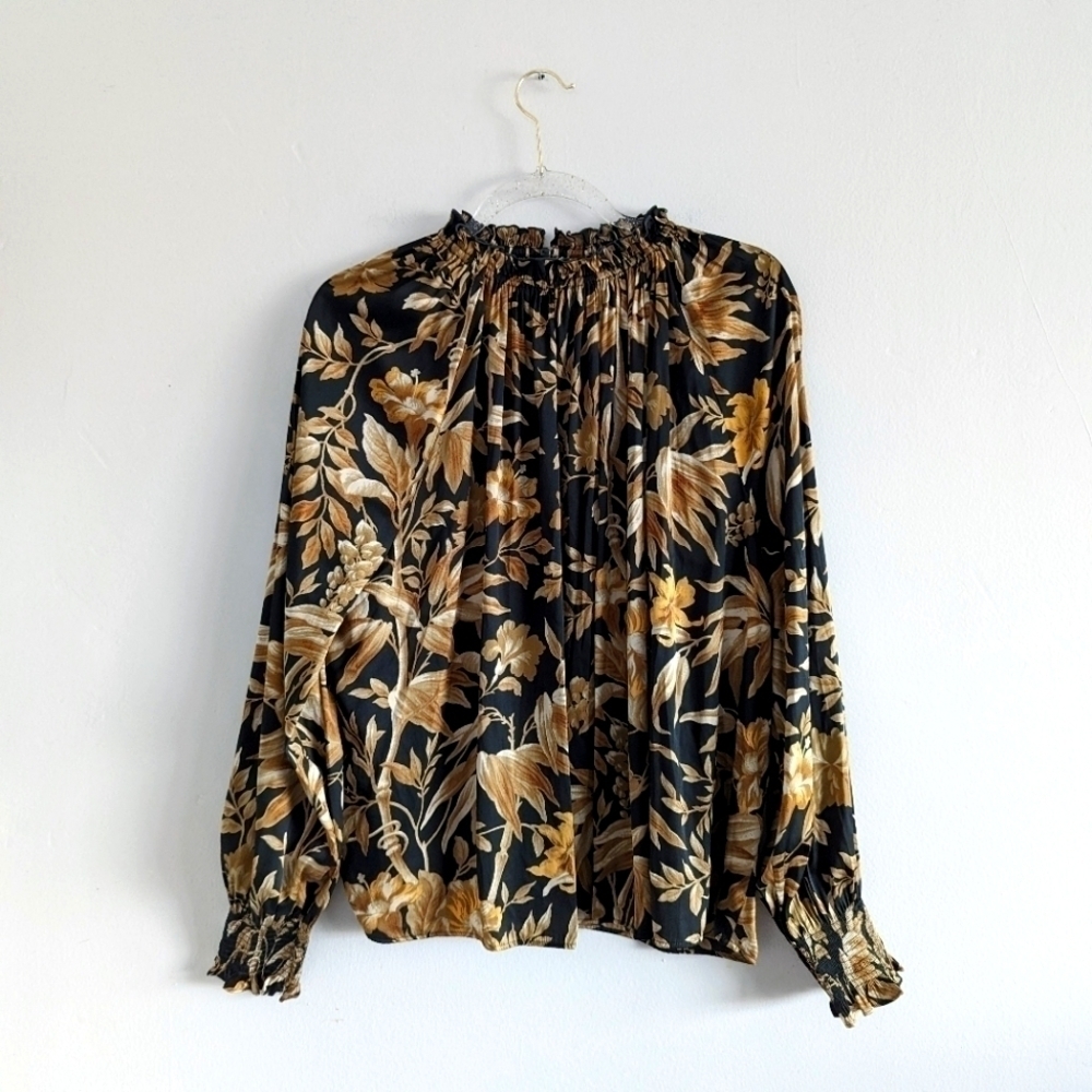 H&M Wide Frill Collared Satin Blouse Size 12